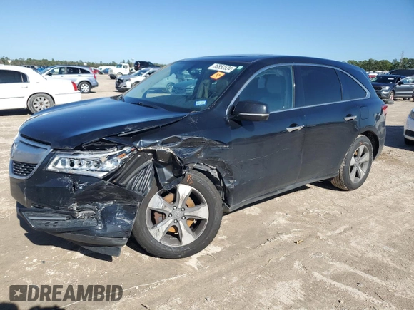 2016 Acura MDX with VIN 5FRYD3H23GB020588, listed as a Copart auction lot 86852534 with 168,552 mi miles and Salvage Title. Bid and sale history available at carsss.com. Image 1.