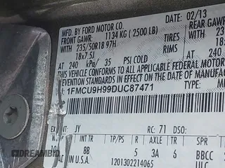 2013 Ford Escape SEL с VIN 1FMCU9H99DUC87471, выставлен на аукционе IAAI как лот 41863601 с пробегом 225 429 миль миль и . История ставок и продаж доступна на DreamBid. Изображение 9.