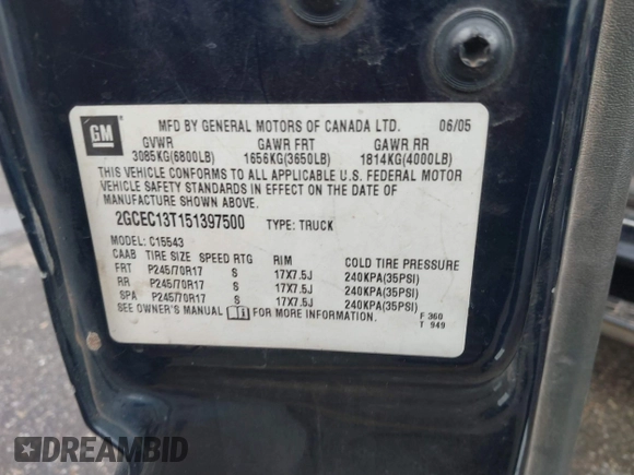 2005 Chevrolet Silverado 1500 LS z VIN 2GCEC13T151397500, wystawiony jako IAAI lot #40999355 z przebiegiem 302 934 mil mil oraz . Historia ofert i sprzedaży dostępna na DreamBid. Obrazek 9.