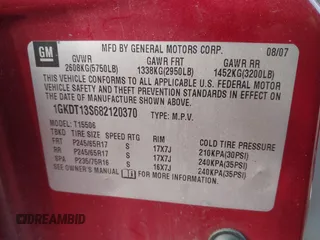 2008 GMC Envoy SLE2 with VIN 1GKDT13S682120370, listed as a IAAI auction lot 41653263 with 214,739 mi miles. Bid and sale history available at carsss.com. Image 9.