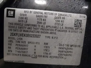2014 GMC Terrain SLE with VIN 2GKFLWEK0E6233927, listed as a IAAI auction lot 41664811 with 138,385 mi miles. Bid and sale history available at carsss.com. Image 9.