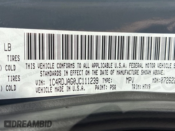 2018 Dodge Durango SXT with VIN 1C4RDJAG0JC111239, listed as a Copart auction lot 56432955 with 146,497 mi miles and Clean Title. Bid and sale history available at DreamBid. Image 10.
