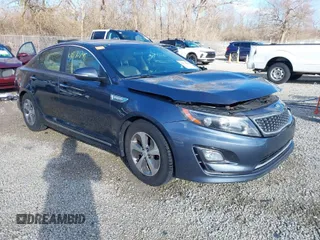 2014 Kia Optima Hybrid LX with VIN KNAGM4AD0E5064574, listed as a IAAI auction lot 41773748 with 250,994 mi miles. Bid and sale history available at carsss.com. Image 1.