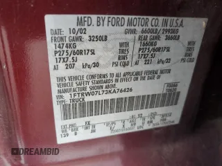2003 Ford F-150 XLT with VIN 1FTRW07L73KA76426, listed as a Copart auction lot 45797065 with Not Provided miles and Salvage Title. Bid and sale history available at carsss.com. Image 13.