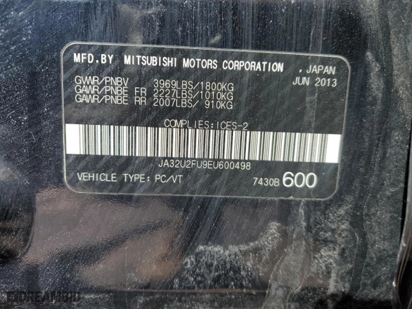 2014 Mitsubishi Lancer ES with VIN JA32U2FU9EU600498, listed as a Copart auction lot 47525385 with 288,201 mi miles and Clean Title. Bid and sale history available at carsss.com. Image 12.
