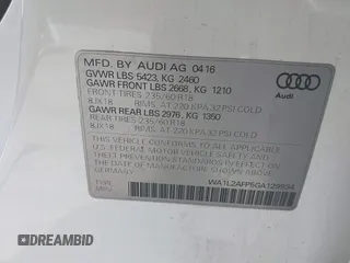 2016 Audi Q5 Premium Plus with VIN WA1L2AFP5GA129934, listed as a IAAI auction lot 42625281 with 93,521 mi miles and . Bid and sale history available at DreamBid. Image 9.