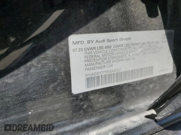 2024 Audi RS 3 z VIN WUAG4DGY5RA900327, wystawiony jako Copart lot #54953264 z przebiegiem Nie podano mil oraz Szkody całkowita. Historia ofert i sprzedaży dostępna na DreamBid. Obrazek 14.