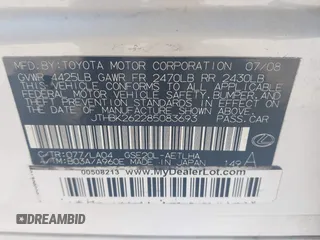 2008 Lexus IS 250 z VIN JTHBK262285083693, wystawiony jako IAAI lot #41918585 z przebiegiem 111 040 mil mil oraz . Historia ofert i sprzedaży dostępna na DreamBid. Obrazek 9.