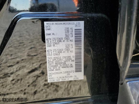 2023 Nissan Murano Platinum with VIN 5N1AZ2DS1PC108472, listed as a Copart auction lot 82556284 with 4,300 mi miles and Salvage Title. Bid and sale history available at carsss.com. Image 15.
