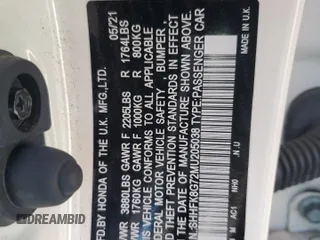 2021 Honda Civic Type R Touring z VIN SHHFK8G72MU205038, wystawiony jako Copart lot #70640934 z przebiegiem Nie podano mil oraz Szkoda całkowita • Salvage title. Historia ofert i sprzedaży dostępna na DreamBid. Obrazek 12.