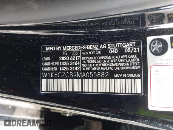 2021 Mercedes-Benz S 580 z VIN W1K6G7GB9MA055882, wystawiony jako IAAI lot #41531233 z przebiegiem 39 682 mil mil oraz . Historia ofert i sprzedaży dostępna na DreamBid. Obrazek 9.