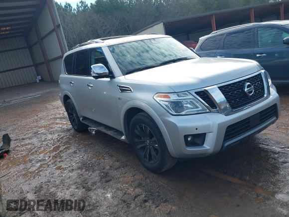 2020 Nissan Armada Platinum with VIN JN8AY2NF6L9360609, listed as a IAAI auction lot 41317857 with 142,243 mi miles. Bid and sale history available at carsss.com. Image 1.