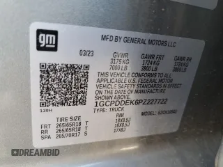 2023 Chevrolet Silverado 1500 LT with VIN 1GCPDDEK6PZ227722, listed as a Copart auction lot 50212605 with 30,732 mi miles and Salvage Title. Bid and sale history available at carsss.com. Image 12.