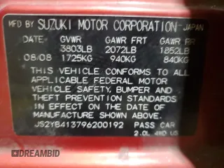 2009 Suzuki SX4 Man AWD with VIN JS2YB413796200192, listed as a Copart auction lot 87372314 with 126,415 mi miles and Salvage Title. Bid and sale history available at carsss.com. Image 12.