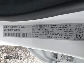 2020 Ram 1500 Big Horn with VIN 1C6SRFFT7LN407136, listed as a IAAI auction lot 41910266 with 21,703 mi miles. Bid and sale history available at carsss.com. Image 9.