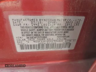 2015 Nissan Sentra SV with VIN 3N1AB7AP7FY310893, listed as a IAAI auction lot 41366971 with 130,917 mi miles and . Bid and sale history available at DreamBid. Image 9.