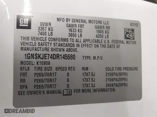 2013 Chevrolet Suburban LT with VIN 1GNSKJE74DR145680, listed as a IAAI auction lot 42114209 with 178,052 mi miles. Bid and sale history available at carsss.com. Image 9.