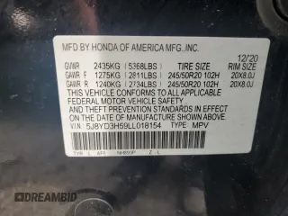 2020 Acura MDX Technology with VIN 5J8YD3H59LL018154, listed as a Copart auction lot 55801495 with 115,411 mi miles and Non Repairable. Bid and sale history available at carsss.com. Image 13.