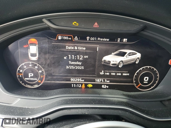 2018 Audi A5 Sportback Premium Plus with VIN WAUENCF54JA061579, listed as a Copart auction lot 49899095 with 90,295 mi miles and Salvage Title. Bid and sale history available at DreamBid. Image 9.
