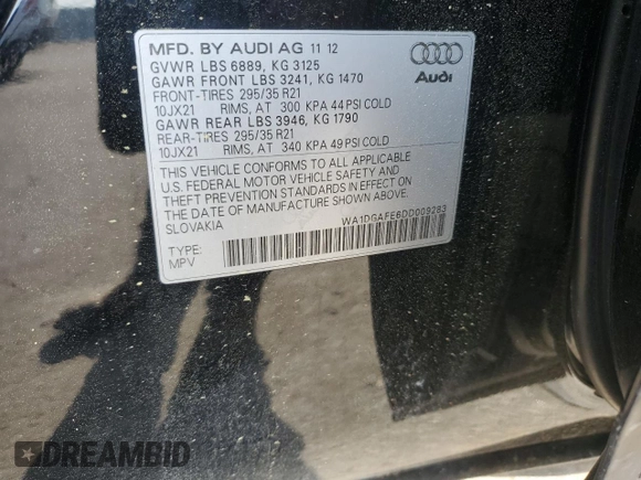 2013 Audi Q7 S line Prestige с VIN WA1DGAFE6DD009283, выставлен на аукционе Copart как лот 52923545 с пробегом 144 567 миль миль и Списание • Salvage title. История ставок и продаж доступна на DreamBid. Изображение 15.