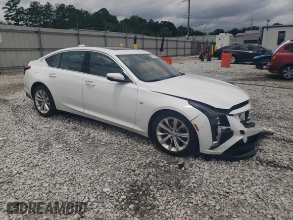 2025 Cadillac CT5 Premium Luxury with VIN 1G6DN5RWXS0101138, listed as a Copart auction lot 60369325 with 18,046 mi miles and Salvage title. Bid and sale history available at DreamBid. Image 4.