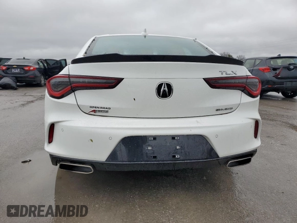 2023 Acura TLX w/A-Spec Package with VIN 19UUB6F58PA005969, listed as a Copart auction lot 45108485 with 0 mi miles and Salvage Title. Bid and sale history available at carsss.com. Image 6.