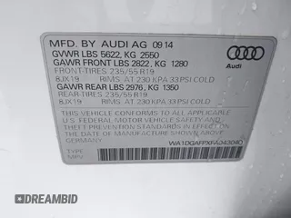 2015 Audi Q5 Premium Plus with VIN WA1DGAFPXFA043040, listed as a IAAI auction lot 41773280 with 103,168 mi miles. Bid and sale history available at carsss.com. Image 9.