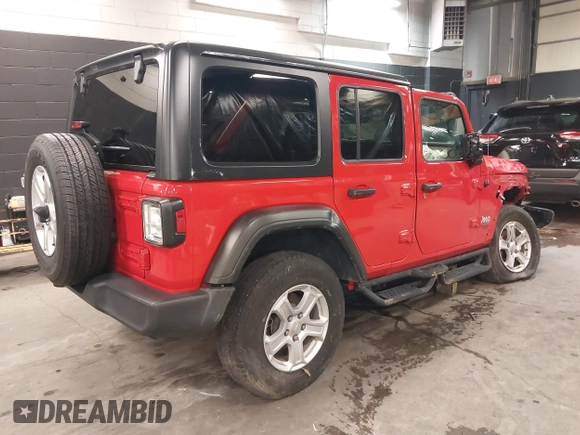 2020 Jeep Wrangler Unlimited Sport z VIN 1C4HJXDG6LW102873, wystawiony jako IAAI lot #41232881 z przebiegiem 42 315 mil mil oraz . Historia ofert i sprzedaży dostępna na DreamBid. Obrazek 4.