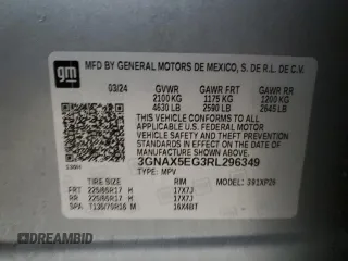 2024 Chevrolet Equinox LS with VIN 3GNAX5EG3RL296349, listed as a Copart auction lot 85274244 with 35,351 mi miles and Clean Title. Bid and sale history available at carsss.com. Image 14.