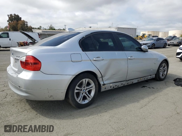 2008 BMW 3 Series 328i with VIN WBAVC53588FZ85588, listed as a Copart auction lot 53753025 with 134,650 mi miles and Salvage Title. Bid and sale history available at carsss.com. Image 3.