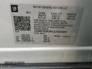 2018 Chevrolet Traverse LT Cloth with VIN 1GNEVGKW1JJ101424, listed as a Copart auction lot 74521894 with 63,542 mi miles and Non Repairable. Bid and sale history available at carsss.com. Image 14.