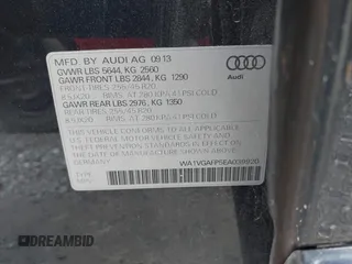 2014 Audi SQ5 Prestige with VIN WA1VGAFP5EA039920, listed as a IAAI auction lot 41872791 with 110,401 mi miles. Bid and sale history available at carsss.com. Image 9.