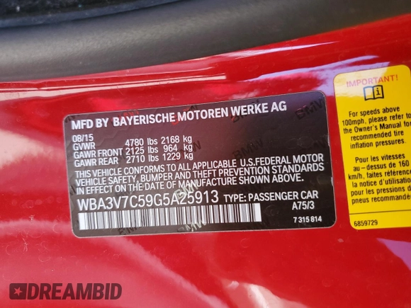 2016 BMW 4 Series 428i with VIN WBA3V7C59G5A25913, listed as a Copart auction lot 52879025 with 86,412 mi miles and Salvage Title. Bid and sale history available at carsss.com. Image 12.