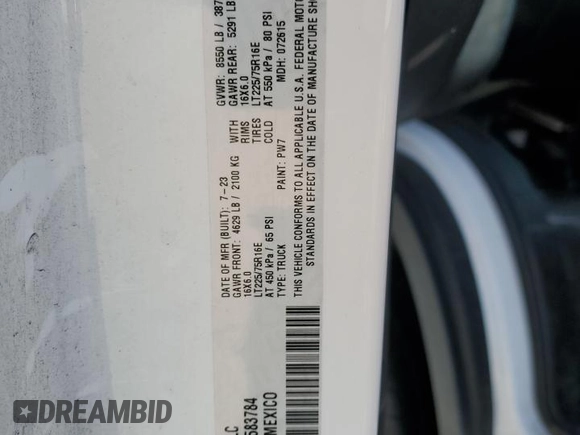 2023 Ram ProMaster Cargo with VIN 3C6LRVAG7PE583784, listed as a Copart auction lot 73926394 with 33,434 mi miles and Salvage Title. Bid and sale history available at DreamBid. Image 13.