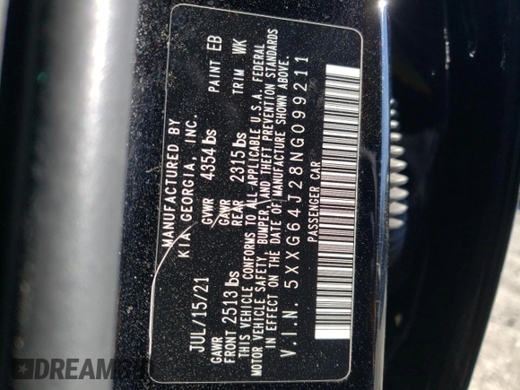 2022 Kia K5 GT-Line z VIN 5XXG64J28NG099211, wystawiony jako Copart lot #46346345 z przebiegiem 132 655 mil mil oraz Szkoda całkowita • Salvage title. Historia ofert i sprzedaży dostępna na DreamBid. Obrazek 14.