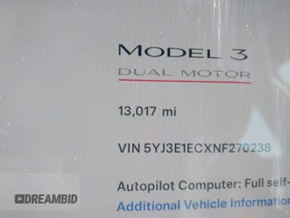 2022 Tesla Model 3 Performance with VIN 5YJ3E1ECXNF270238, listed as a IAAI auction lot 42173668 with 13,017 mi miles and . Bid and sale history available at DreamBid. Image 16.