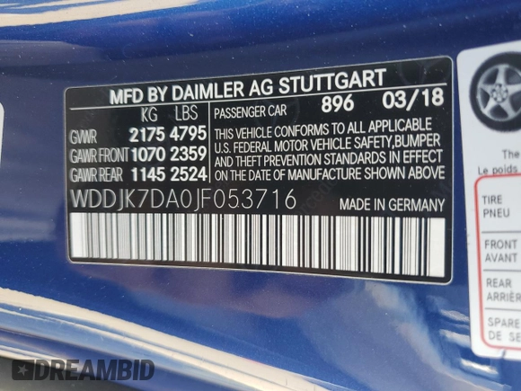 2018 Mercedes-Benz SL 550 with VIN WDDJK7DA0JF053716, listed as a Copart auction lot 38855434 with Not provided miles and . Bid and sale history available at DreamBid. Image 13.