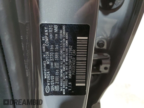 2023 Hyundai Venue Limited with VIN KMHRC8A39PU212982, listed as a Copart auction lot 48723905 with 29,031 mi miles and Salvage Title. Bid and sale history available at DreamBid. Image 13.