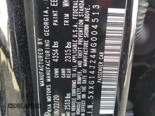 2021 Kia K5 LXS with VIN 5XXG14J24MG004513, listed as a Copart auction lot 51156805 with 22,469 mi miles and Salvage Title. Bid and sale history available at carsss.com. Image 13.