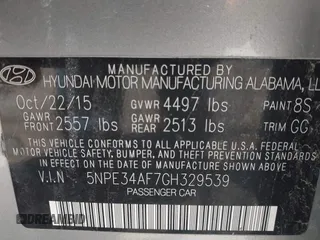 2016 Hyundai Sonata Sport with VIN 5NPE34AF7GH329539, listed as a IAAI auction lot 41961221 with 68,018 mi miles and . Bid and sale history available at carsss.com. Image 9.