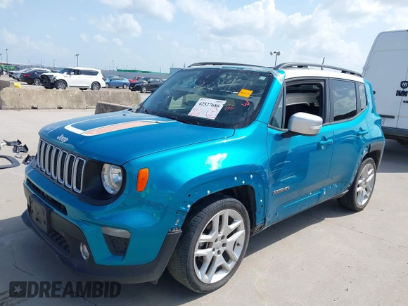 2021 Jeep Renegade Latitude with VIN ZACNJCBB8MPM51418, listed as a IAAI auction lot 42527686 with 64,459 mi miles and . Bid and sale history available at DreamBid. Image 2.