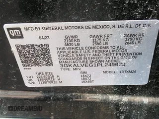 2023 GMC Terrain SLT with VIN 3GKALVEG1PL249973, listed as a IAAI auction lot 41826094 with 47,730 mi miles and . Bid and sale history available at carsss.com. Image 9.