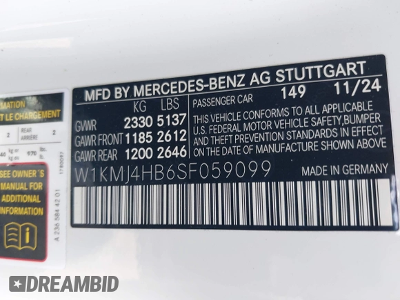2025 Mercedes-Benz CLE 300 z VIN W1KMJ4HB6SF059099, wystawiony jako IAAI lot #42157426 z przebiegiem 5542 mil mil oraz . Historia ofert i sprzedaży dostępna na DreamBid. Obrazek 9.