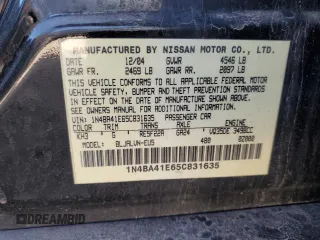 2005 Nissan Maxima 3.5 SL with VIN 1N4BA41E65C831635, listed as a Copart auction lot 47935525 with 278,366 mi miles and Salvage Title. Bid and sale history available at carsss.com. Image 14.