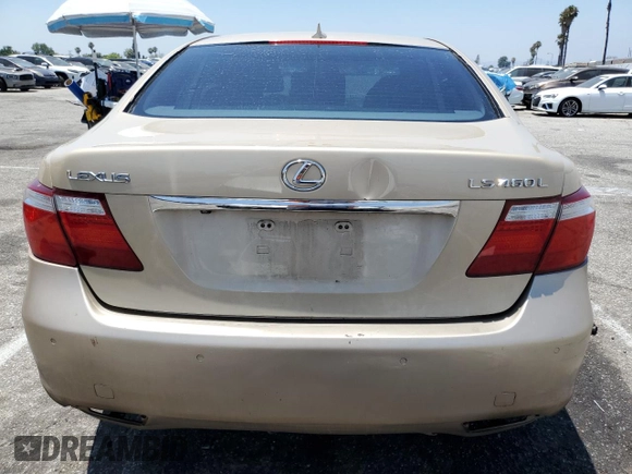 2007 Lexus LS 460 L with VIN JTHGL46F975017318, listed as a Copart auction lot 63524605 with 141,630 mi miles and Salvage title. Bid and sale history available at DreamBid. Image 6.