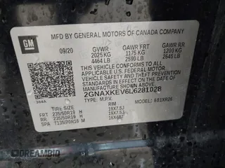 2020 Chevrolet Equinox LT with VIN 2GNAXKEV6L6281028, listed as a IAAI auction lot 41702355 with 50,385 mi miles and . Bid and sale history available at carsss.com. Image 9.