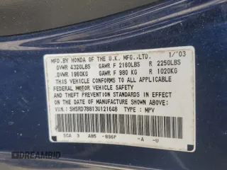 2003 Honda CR-V EX z VIN SHSRD78813U121648, wystawiony jako Copart lot #60542745 z przebiegiem 188 213 mil mil oraz Czysty tytuł • Clean title. Historia ofert i sprzedaży dostępna na DreamBid. Obrazek 13.