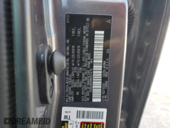2021 Toyota Highlander XLE with VIN 5TDGZRAHXMS521419, listed as a Copart auction lot 59068364 with 44,634 mi miles and Salvage title. Bid and sale history available at DreamBid. Image 15.