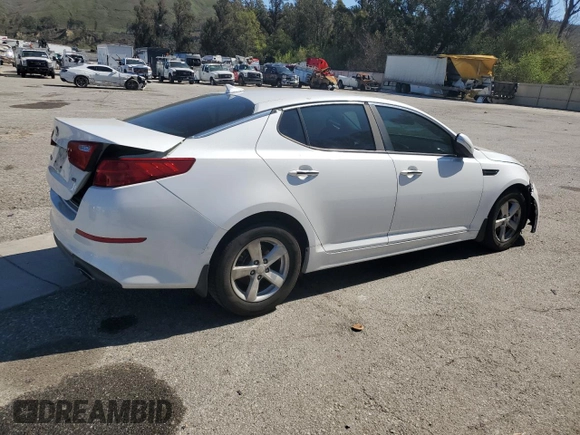 2015 Kia Optima LX with VIN KNAGM4A7XF5563118, listed as a Copart auction lot 50168315 with 111,042 mi miles and Salvage Title. Bid and sale history available at carsss.com. Image 3.