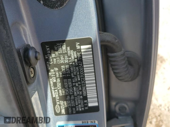 2007 Hyundai Veracruz GLS with VIN KM8NU13C27U006547, listed as a Copart auction lot 51938075 with 292,134 mi miles and Salvage Title. Bid and sale history available at DreamBid. Image 15.